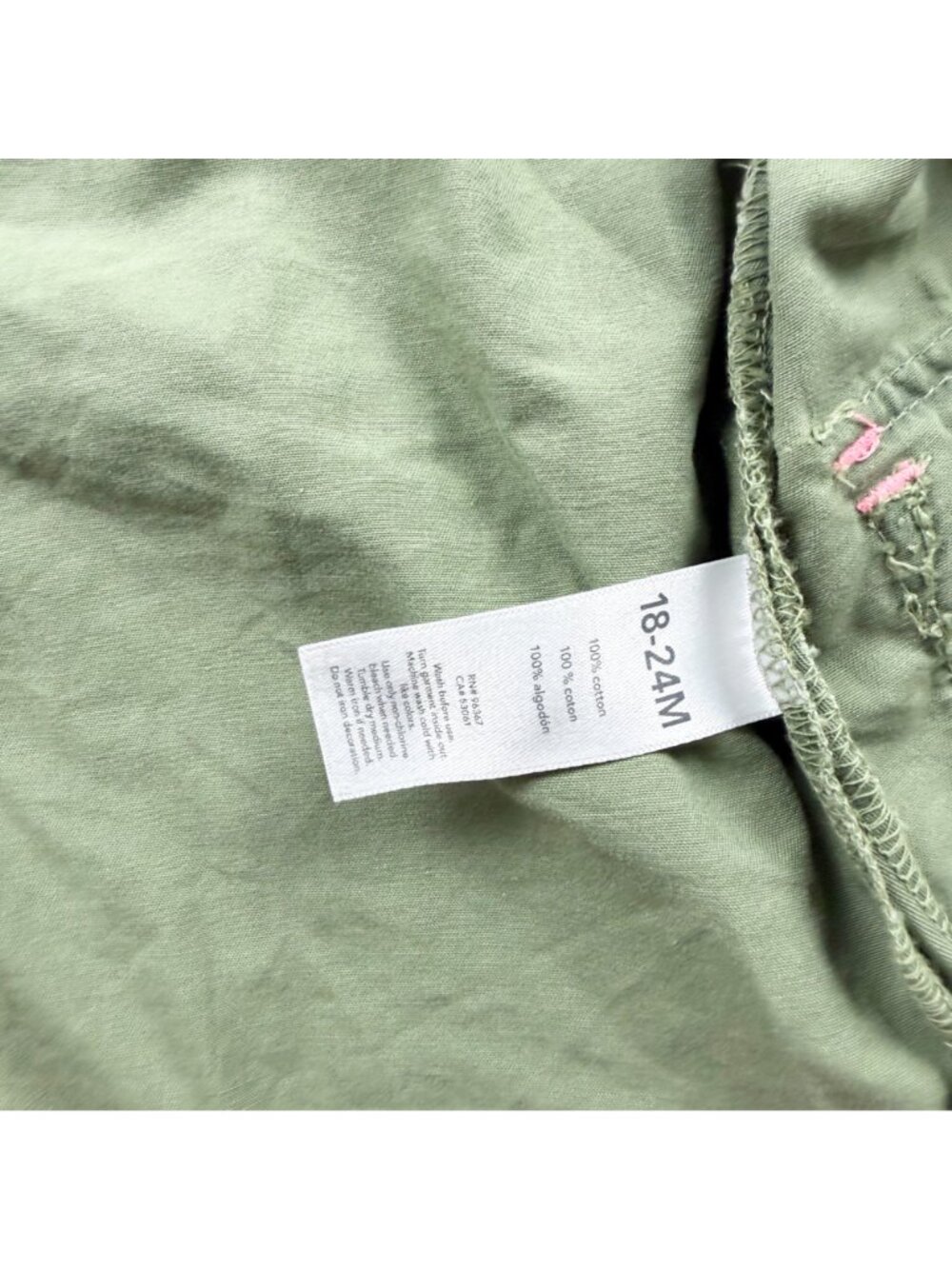 OshKosh Bgosh Green Hooded Jacket Pockets Toddler 18-24 Months - Picture 3 of 5